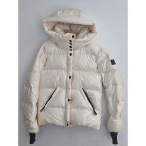 SAM. NEW YORK Kids Cream Shiny Down Puffer Hooded Jacket Size 14